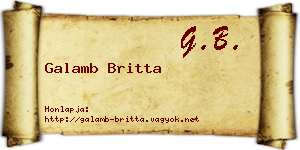 Galamb Britta névjegykártya